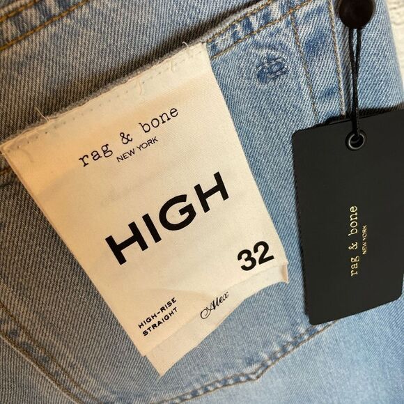 RAG AND BONE Alex Non stretch High Waist Straight Leg Fly buttons Jeans - Picture 9 of 14
